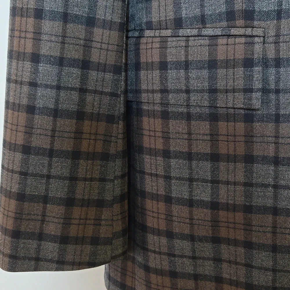 J. Crew Mens Ludlow Windowpane Slim Fit Wool Blazer‎ Jacket Size 38R Plaid